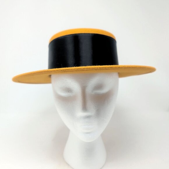 Vintage Bollman Mustard Yellow Felt Hat Stiff Black Ribbon main image 7
